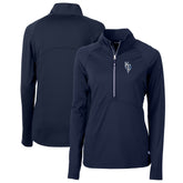 Kansas City Royals Cutter & Buck Women's City Connect Adapt Eco Knit Stretch Recycled Half-Zip Pullover Top - Navy