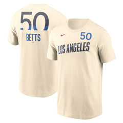 Mookie Betts Los Angeles Dodgers 2024 City Connect Fuse Name & Number T-Shirt - Cream | Nike