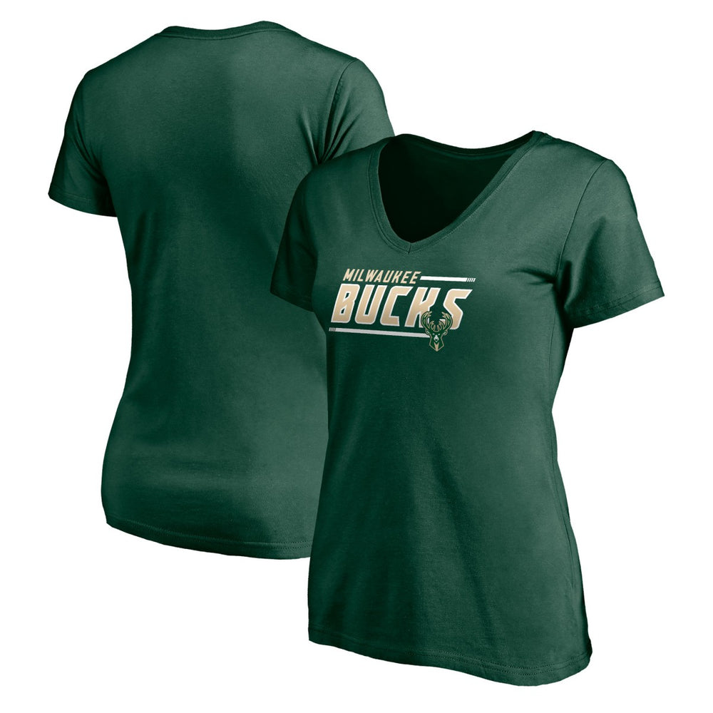 Milwaukee Bucks Women's Mascot In Bounds V-Neck T-Shirt - Hunter Green cheap