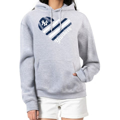 New York Yankees G-III 4Her by Carl Banks Women's Heart Fleece Pullover Hoodie - Heather Gray