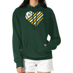 Athletics G-III 4Her by Carl Banks Women's Heart Fleece Pullover Hoodie - Green