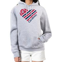St. Louis Cardinals G-III 4Her by Carl Banks Women's Heart Fleece Pullover Hoodie - Heather Gray