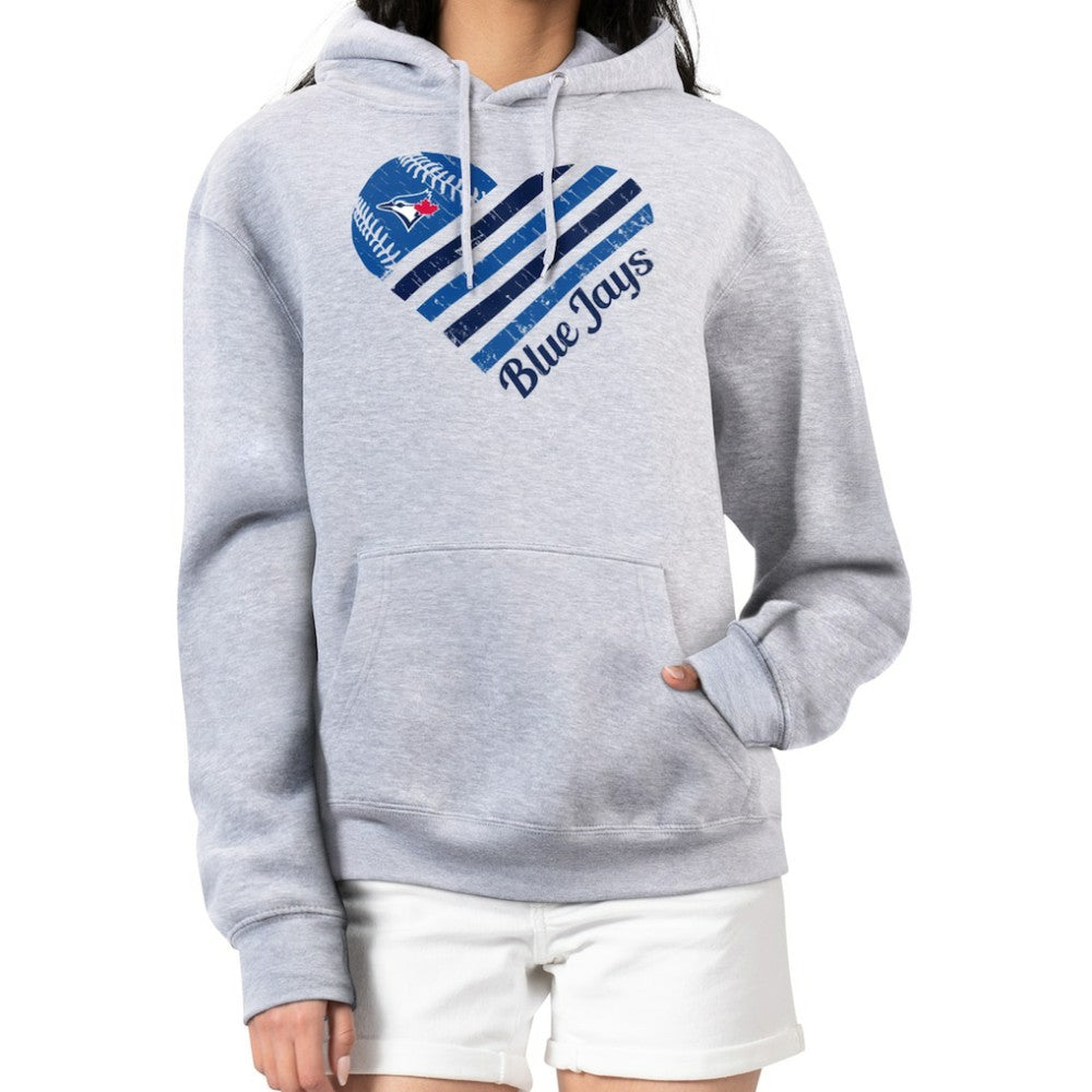 Toronto Blue Jays G-III 4Her by Carl Banks Women's Heart Fleece Pullover Hoodie - Heather Gray