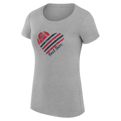 Boston Red Sox G-III 4Her by Carl Banks Women's Super-Slim Fit Lightweight Heart Graphic T-Shirt - Heather Gray