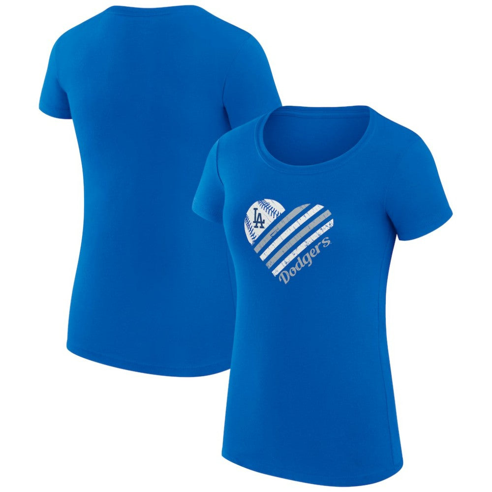 Los Angeles Dodgers G-III 4Her by Carl Banks Women's Super-Slim Fit Lightweight Heart Graphic T-Shirt - Royal