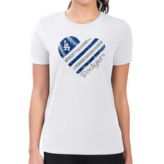 Los Angeles Dodgers G-III 4Her by Carl Banks Women's Super-Slim Fit Lightweight Heart Graphic T-Shirt - White