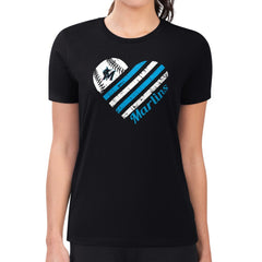 Miami Marlins G-III 4Her by Carl Banks Women's Super-Slim Fit Lightweight Heart Graphic T-Shirt - Black
