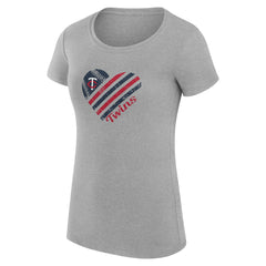 Minnesota Twins G-III 4Her by Carl Banks Women's Super-Slim Fit Lightweight Heart Graphic T-Shirt - Heather Gray