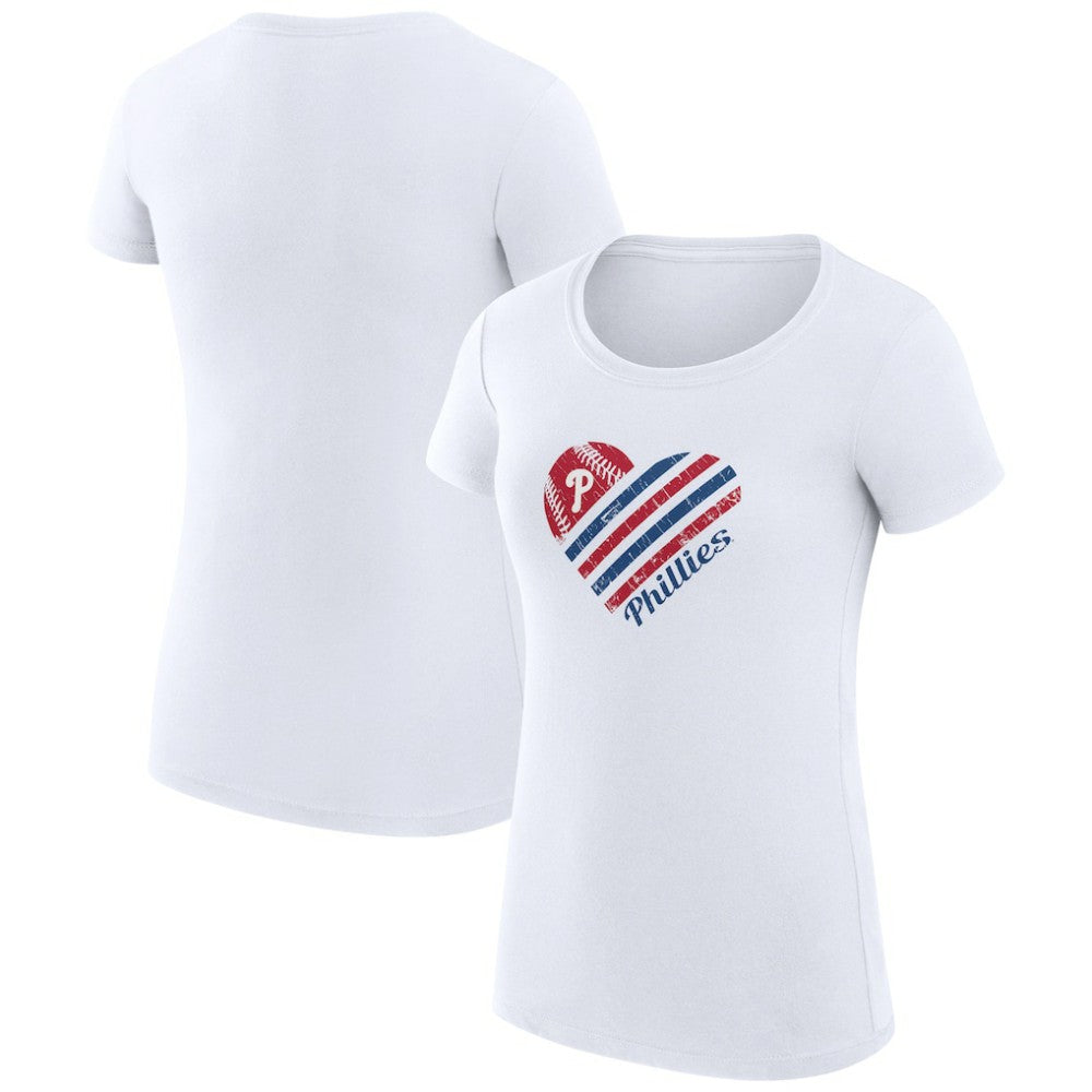 Philadelphia Phillies G-III 4Her by Carl Banks Women's Super-Slim Fit Lightweight Heart Graphic T-Shirt - White