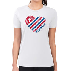 Philadelphia Phillies G-III 4Her by Carl Banks Women's Super-Slim Fit Lightweight Heart Graphic T-Shirt - White