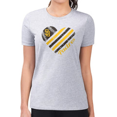 San Diego Padres G-III 4Her by Carl Banks Women's Super-Slim Fit Lightweight Heart Graphic T-Shirt - Heather Gray