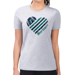 Seattle Mariners G-III 4Her by Carl Banks Women's Super-Slim Fit Lightweight Heart Graphic T-Shirt - Heather Gray