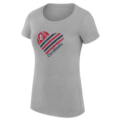 St. Louis Cardinals G-III 4Her by Carl Banks Women's Super-Slim Fit Lightweight Heart Graphic T-Shirt - Heather Gray