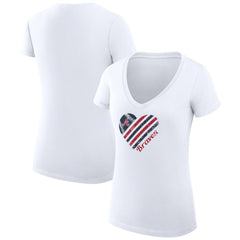 Atlanta Braves G-III 4Her by Carl Banks Women's Super-Slim Fit Lightweight Heart V-Neck T-Shirt - White