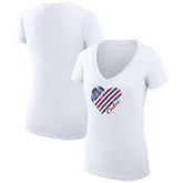 Chicago Cubs G-III 4Her by Carl Banks Women's Super-Slim Fit Lightweight Heart V-Neck T-Shirt - White