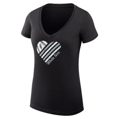 Chicago White Sox G-III 4Her by Carl Banks Women's Super-Slim Fit Lightweight Heart V-Neck T-Shirt - Black