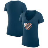 Detroit Tigers G-III 4Her by Carl Banks Women's Super-Slim Fit Lightweight Heart V-Neck T-Shirt - Navy