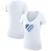 Kansas City Royals G-III 4Her by Carl Banks Women's Super-Slim Fit Lightweight Heart V-Neck T-Shirt - White