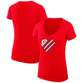 Philadelphia Phillies G-III 4Her by Carl Banks Women's Super-Slim Fit Lightweight Heart V-Neck T-Shirt - Red