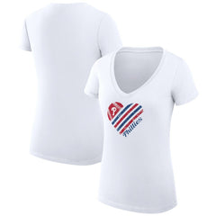 Philadelphia Phillies G-III 4Her by Carl Banks Women's Super-Slim Fit Lightweight Heart V-Neck T-Shirt - White