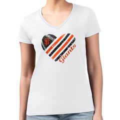 San Francisco Giants G-III 4Her by Carl Banks Women's Super-Slim Fit Lightweight Heart V-Neck T-Shirt - White
