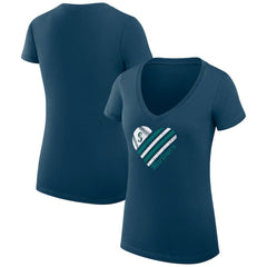 Seattle Mariners G-III 4Her by Carl Banks Women's Super-Slim Fit Lightweight Heart V-Neck T-Shirt - Navy