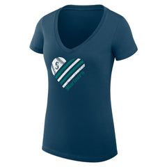 Seattle Mariners G-III 4Her by Carl Banks Women's Super-Slim Fit Lightweight Heart V-Neck T-Shirt - Navy