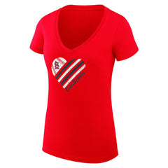 St. Louis Cardinals G-III 4Her by Carl Banks Women's Super-Slim Fit Lightweight Heart V-Neck T-Shirt - Red