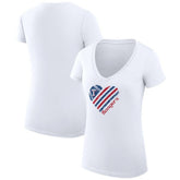 Texas Rangers G-III 4Her by Carl Banks Women's Super-Slim Fit Lightweight Heart V-Neck T-Shirt - White