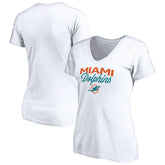 Miami Dolphins Women's Depth Chart V-Neck T-Shirt - White outlet