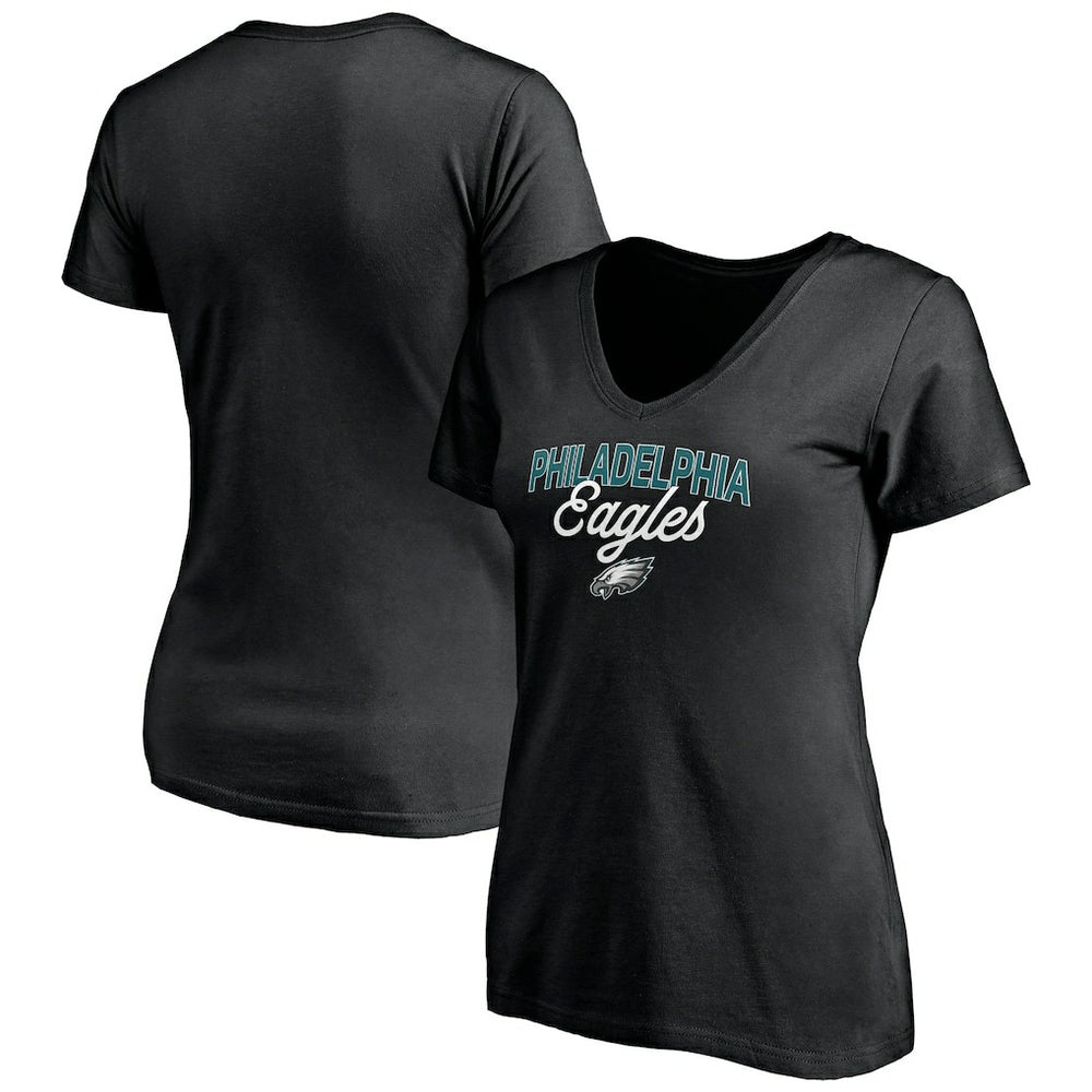 Philadelphia Eagles Women's Depth Chart V-Neck T-Shirt - Black on sale