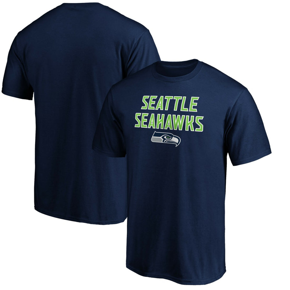 Seattle Seahawks Game Day Stack T-Shirt - College Navy on sale