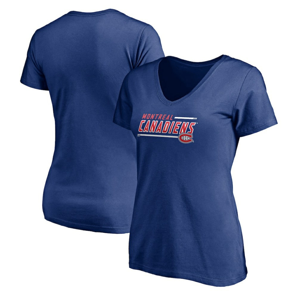 Montreal Canadiens Women's Mascot In Bounds V-Neck T-Shirt Blue