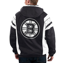 Boston Bruins Starter x NHL Black Ice Home Team Half-Zip Pullover Hoodie Black/White