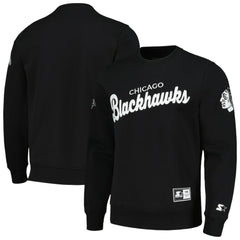Chicago Blackhawks Starter x NHL Black Ice Cross Check Pullover Sweatshirt Black