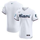 Miami Marlins Home Elite Patch Jersey - White | Nike