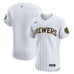 Milwaukee Brewers Alternate Vapor Premier Elite Patch Jersey - White | Nike