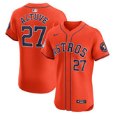 Jose Altuve Houston Astros Alternate Elite Sponsor Patch Player Jersey - Orange | Nike
