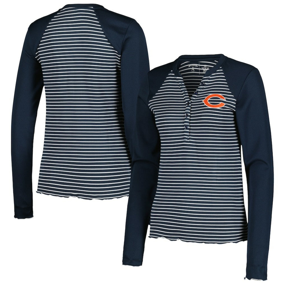 Chicago Bears Antigua Women's Maverick Waffle Henley Long Sleeve T-Shirt - Navy discount