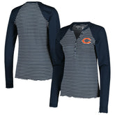Chicago Bears Antigua Women's Maverick Waffle Henley Long Sleeve T-Shirt - Navy discount