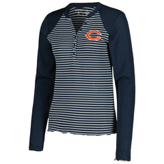 Chicago Bears Antigua Women's Maverick Waffle Henley Long Sleeve T-Shirt - Navy discount