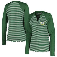Green Bay Packers Antigua Women's Maverick Waffle Henley Long Sleeve T-Shirt - Green discount