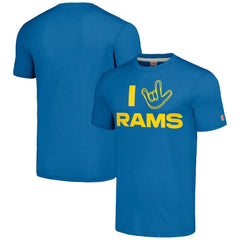 Los Angeles Rams Homage Unisex The NFL ASL Collection by Love Sign Tri-Blend T-Shirt - Royal cheap