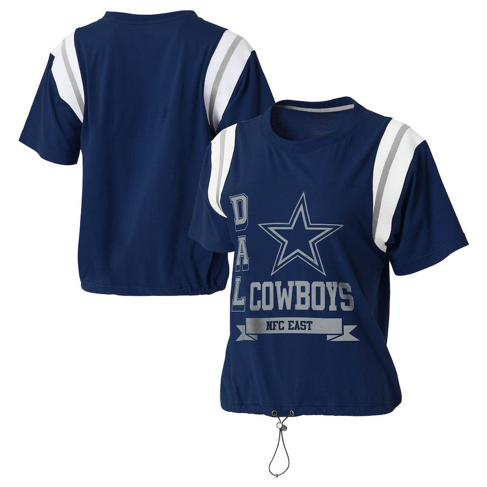 Dallas Cowboys WEAR by Erin Andrews Women's Cinched Colorblock T-Shirt - Navy cheap