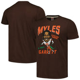 Myles Garrett Cleveland Browns Homage Unisex Caricature Player Tri-Blend T-Shirt - Heathered Brown for sale