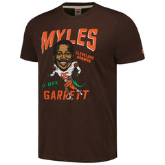 Myles Garrett Cleveland Browns Homage Unisex Caricature Player Tri-Blend T-Shirt - Heathered Brown for sale