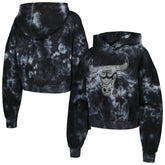 Chicago Bulls The Wild Collective Women's Tie-Dye Cropped Pullover Hoodie - Black sale