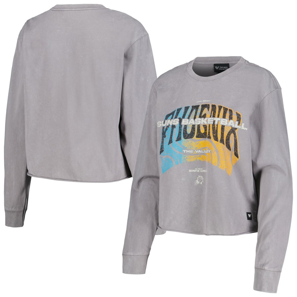 Phoenix Suns The Wild Collective Women's Band Cropped Long Sleeve T-Shirt - Gray on sale