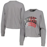 Chicago Bulls The Wild Collective Women's Band Cropped Long Sleeve T-Shirt sale - Gray for sale