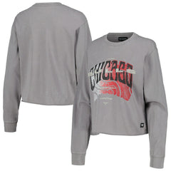 Chicago Bulls The Wild Collective Women's Band Cropped Long Sleeve T-Shirt sale - Gray for sale